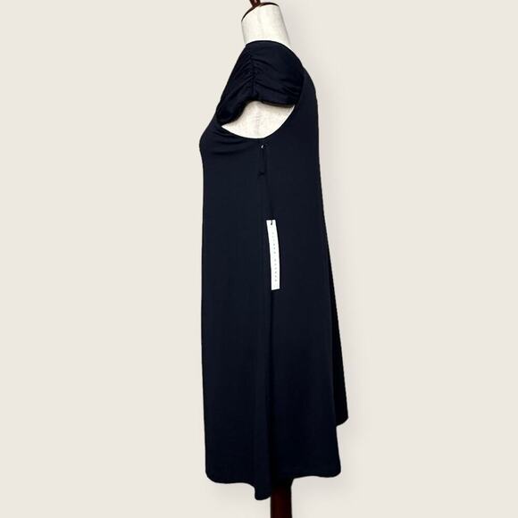 NWT | Susana Monaco | Gathered Shoulder Flare Dress | Black | Small - Picture 3 of 10